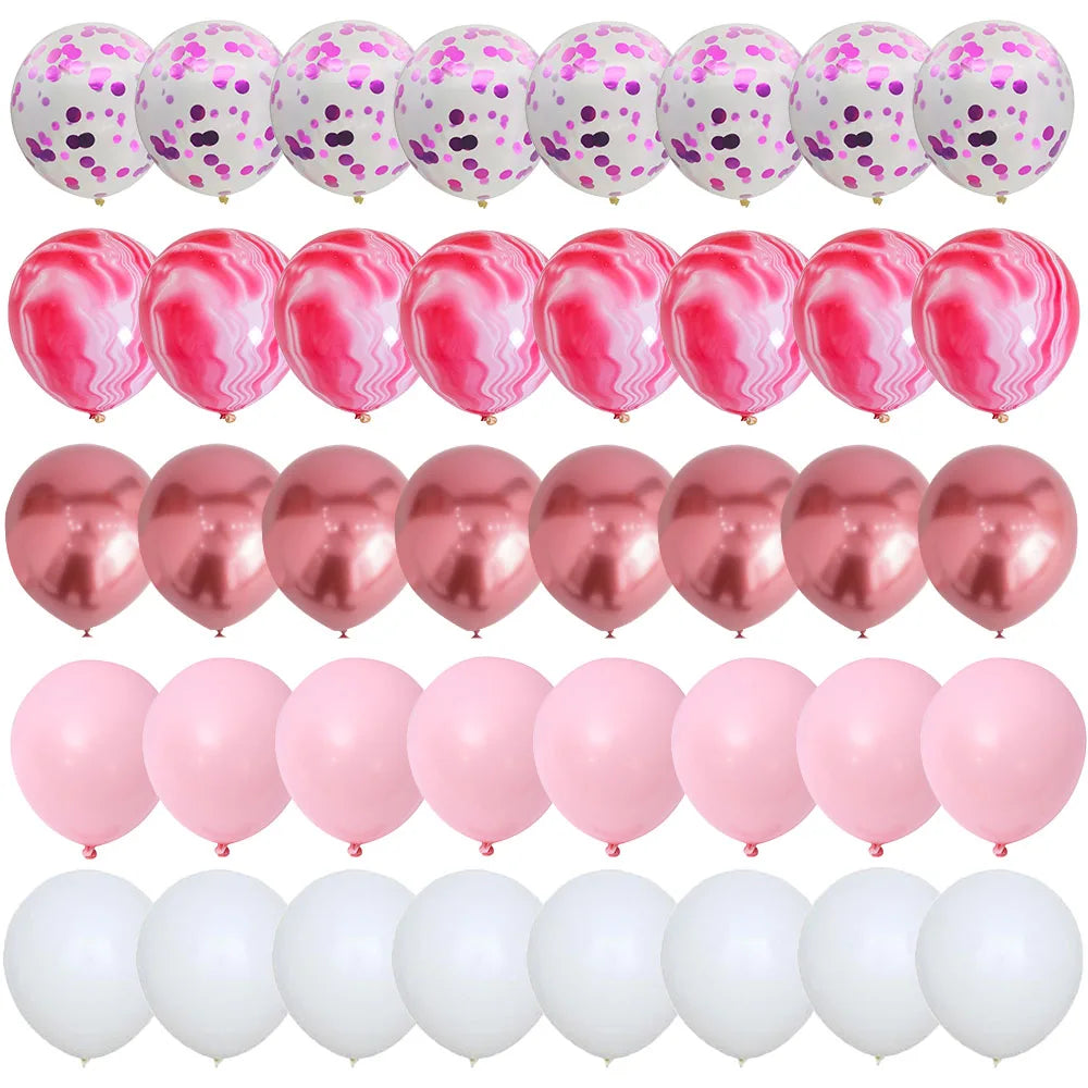 40pcs 12inch Rose Gold Confetti Latex Balloons Happy Birthday Party Decorations Kids Adult Boy Girl Baby Shower Wedding Supplies