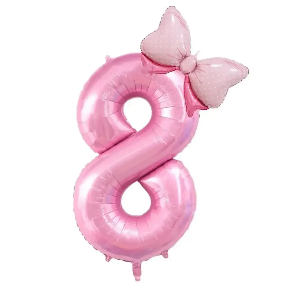 40 Inch Birthday Number Ballons New Girls Princess Birthday Pink Bownot Balloons Wedding Party Ballons Jumbo Number Balloon
