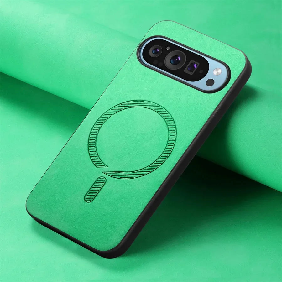 for Magsafe PU Leather Phone Case for Google Pixel 9 Pro XL Matte Magnetic Wireless Charging Cover for Pixel 7A 8A 8 7 Pro
