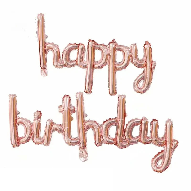2pcs/set Happy Birthday Balloons Pink Purple Aluminium Foil Balloon Birthday Party Decoration Suppries Home DIY Accessories Prop