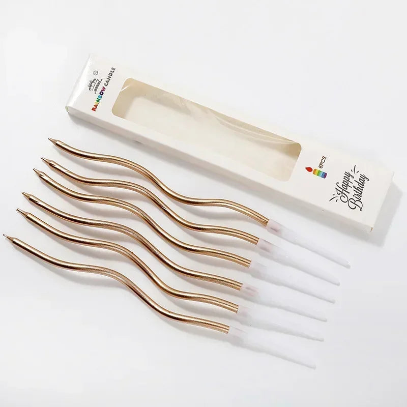 6/120/96Pcs Curved Cake Candles Birthday Baby Shower Gender Reveal Cupcake Decorating Candle Toppers Wedding Party Decorative