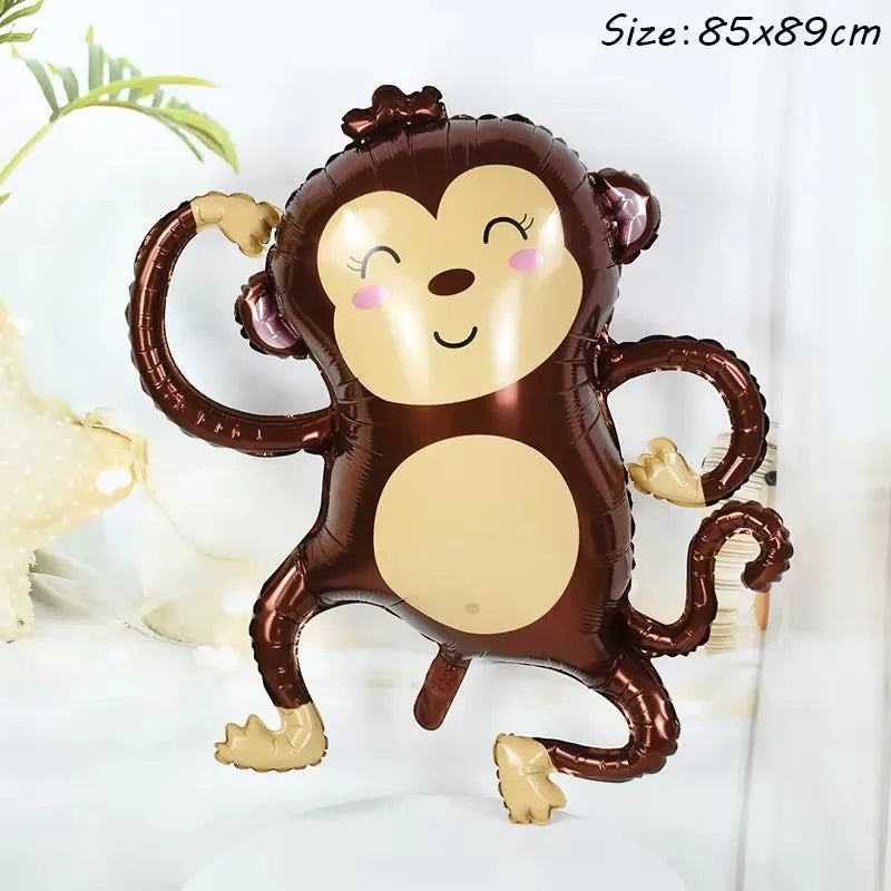 Cartoon Animal Theme Foil Balloon Jungle Safari Forest Lion Zebra Elephant Giraffe Baloon Kids Birthday Decoration Supplies