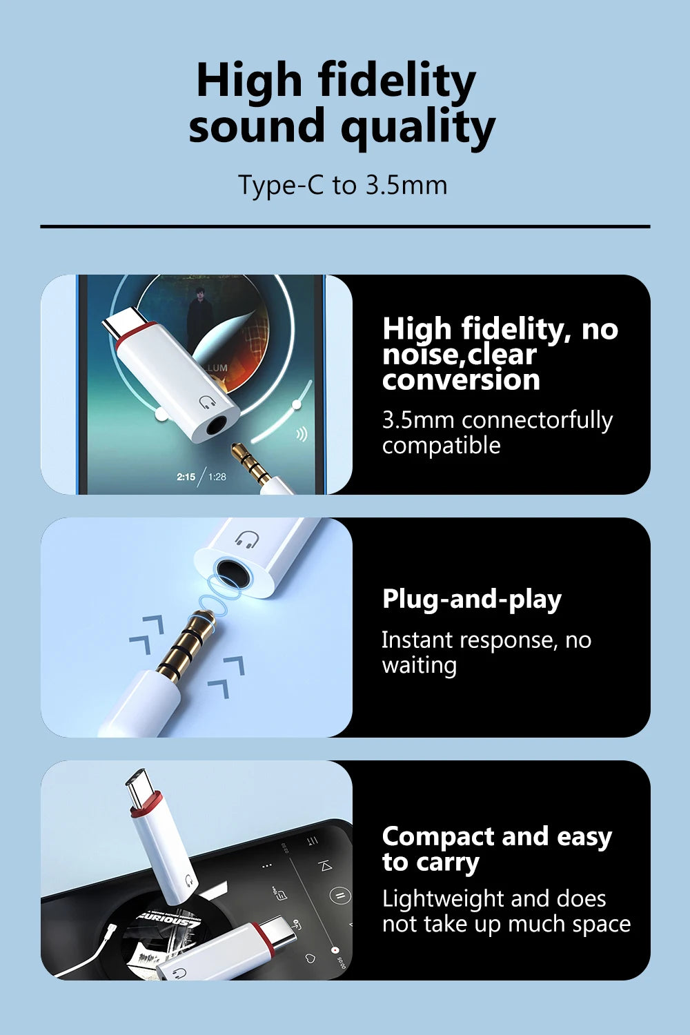 3.5mm Female to Type C Male Adapter For Samsung For Xiaomi Redmi Huawei Wired Headset Converter OTG Earphone Audio AUX Adapter