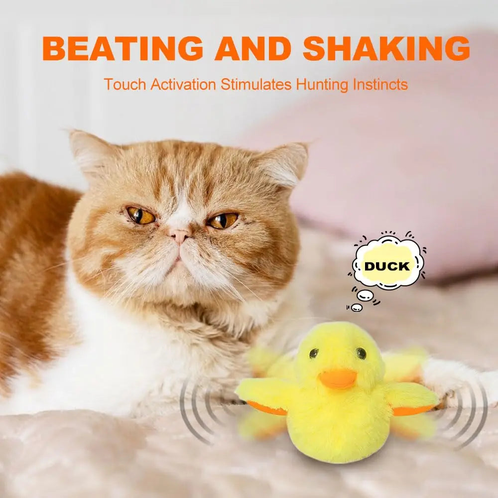 Cat Toys Flapping Quacking Duck Electric Bird Rechargeable with Catnip Touch Activated Plush Toy Kitten Toy Interactive Toys