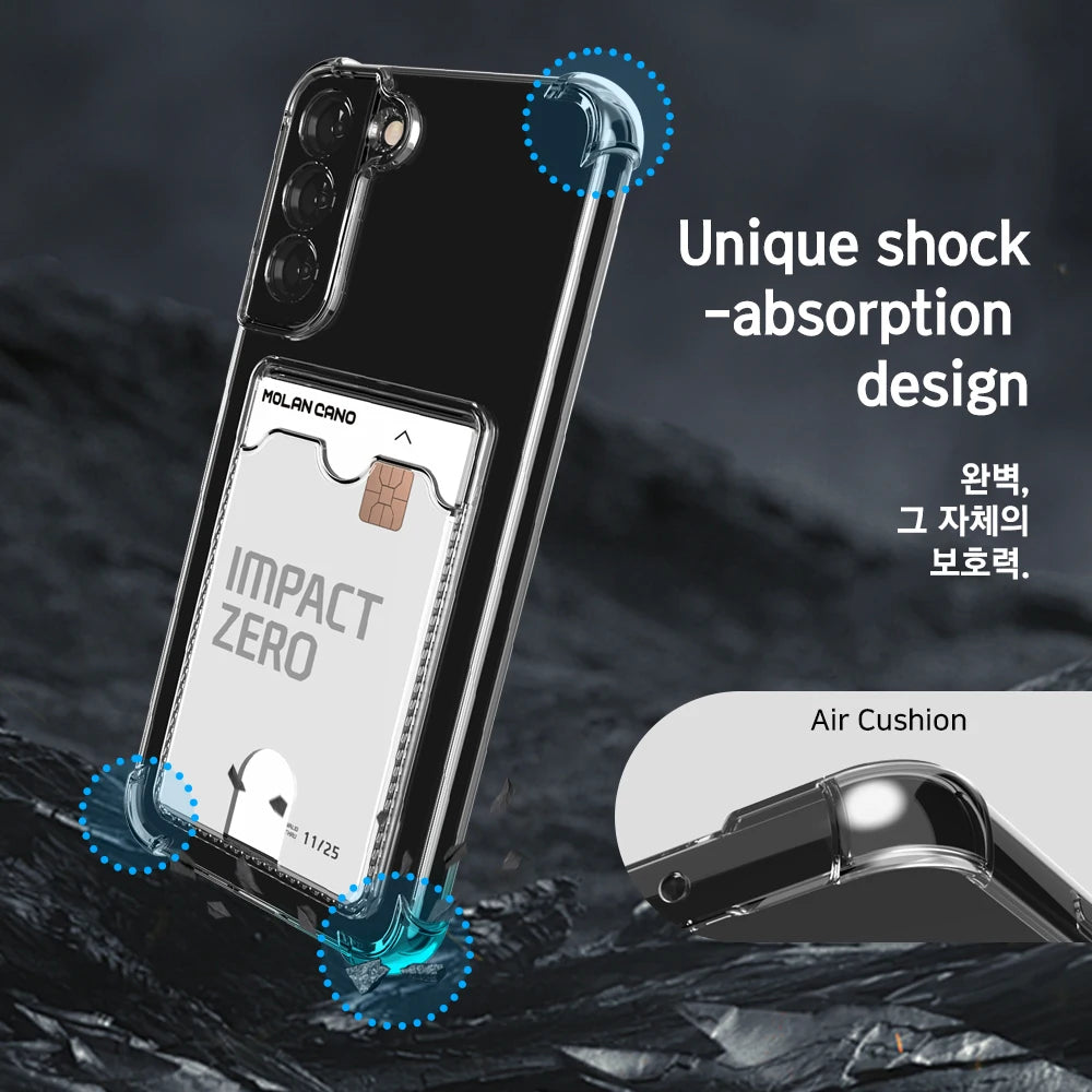 Clear Shockproof Soft TPU Wallet Case For Samsung Galaxy For Samsung S24 S23 S22 S21 Ultra Plus S20 FE Note Card Holder Pocket