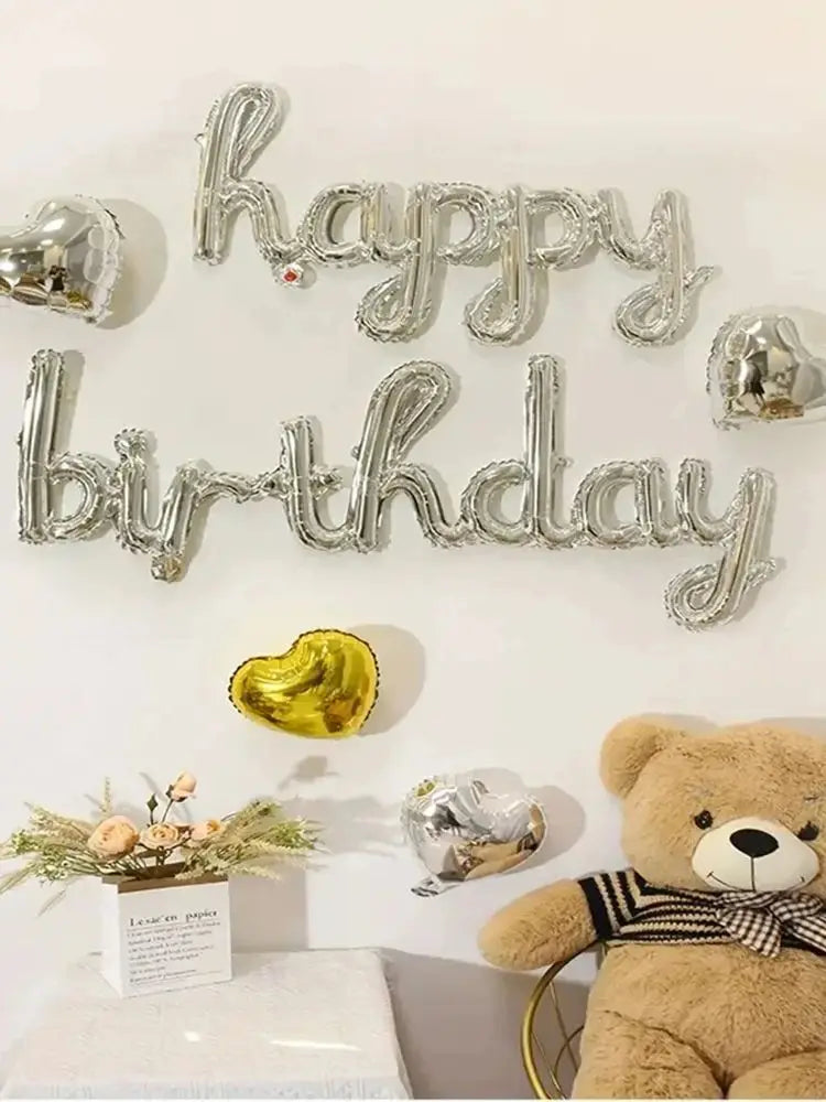 2pcs/set Happy Birthday Balloons Pink Purple Aluminium Foil Balloon Birthday Party Decoration Suppries Home DIY Accessories Prop
