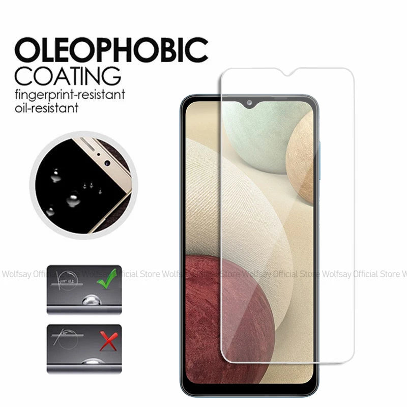 2/4PCS Screen Protector For Samsung Galaxy A12 Tempered Glass For Samsung Galaxy A12 A22 A32 A52 Full Glue Cover Protective Film