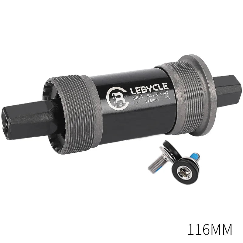 LEBYCLE MTB Road Bicycle Square Bottom Bracket BB68 Threaded Bottom Bracket Bike Hollow Axle 113/120/122.5/124.5/126mm