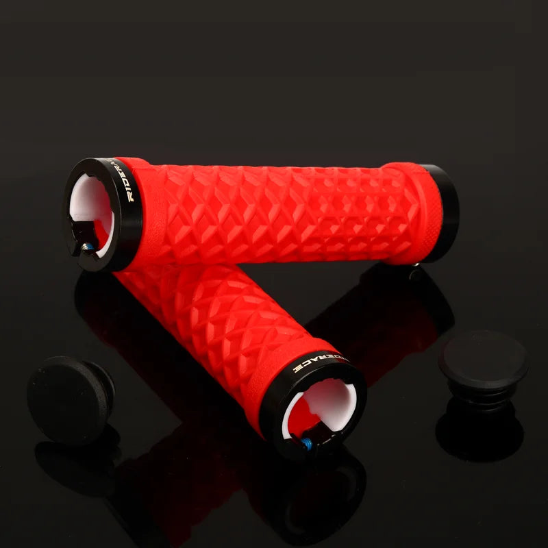 RIDERACE Bicycle Handlebar Grips Soft Rubber MTB Mountain Bike Lock on Handle Bar Cover Shockproof Anti-Slip Ergonomic Cycling