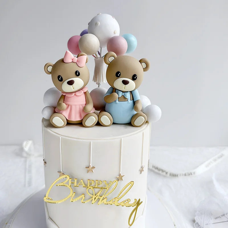 Bear Happy Birthday Decorations Wall Backdrop Banner Paper Plate Cup Gift Bags for Baby Shower Supplies Bear 1st Birthday Decor