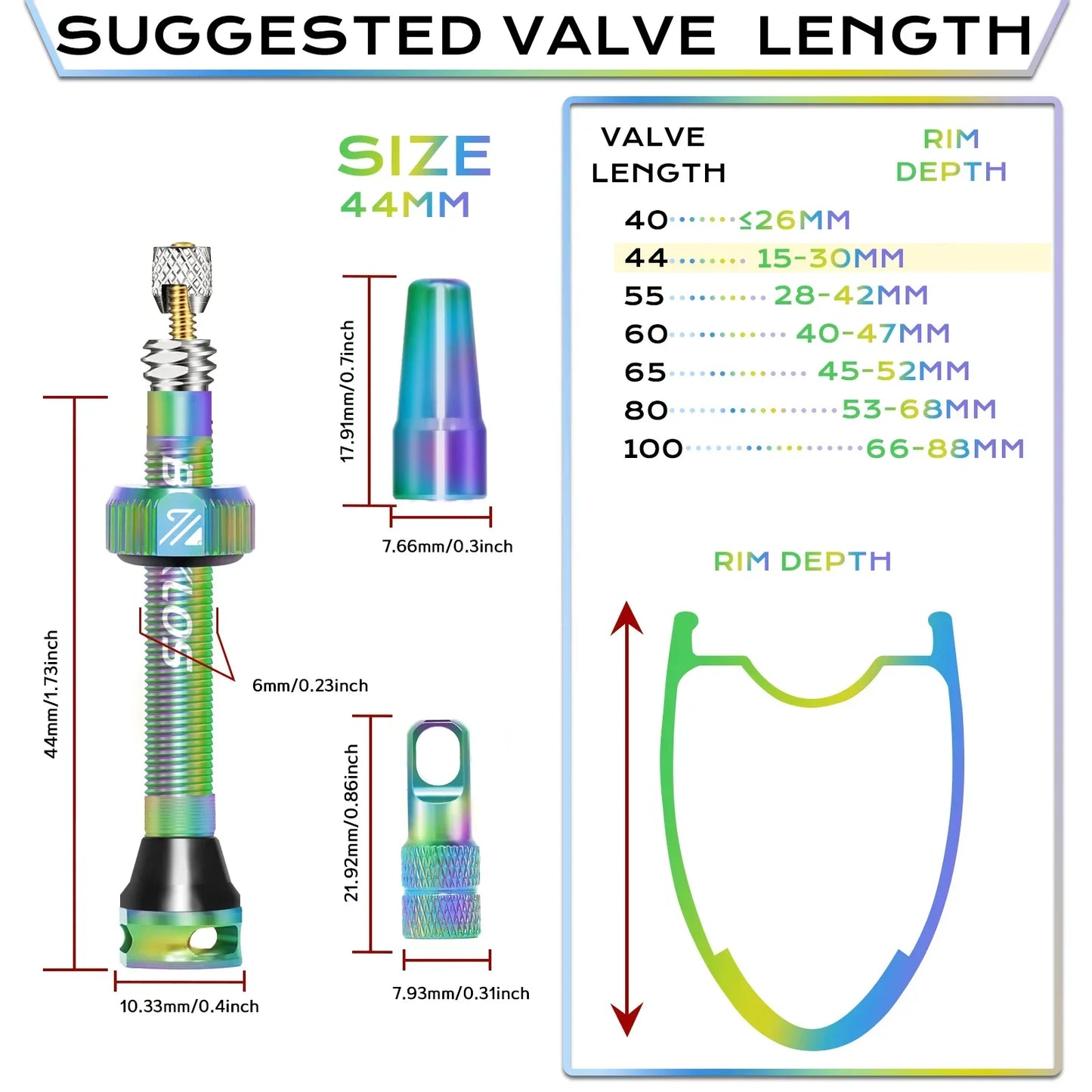BUCKLOS Bike Tubeless Valve 40MM 44MM 55MM 60MM Road Mountain Bicycle Presta Valves High Quality Tire Nipple MTB Accessories