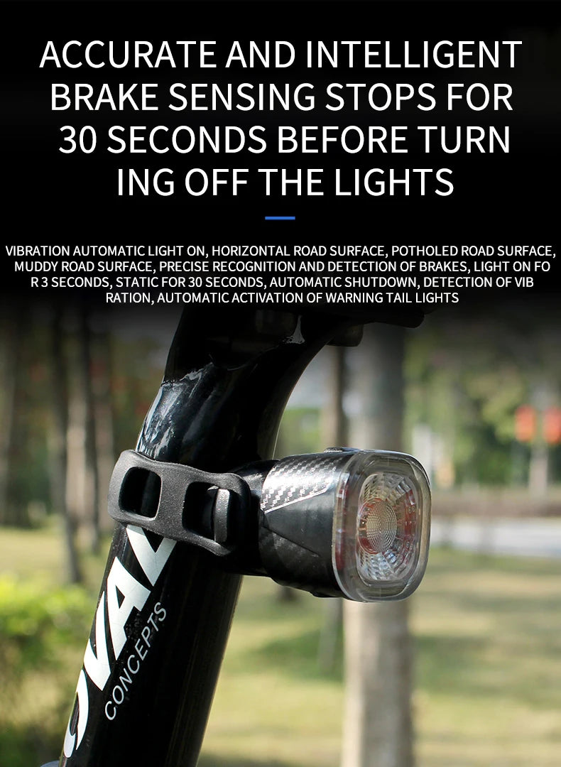 OFFBONDAGE Smart Bicycle Brake Light IPx6 Taillight Type-C Bike Tail Rear Light Auto Stop LED Riding Warning Cycling Light