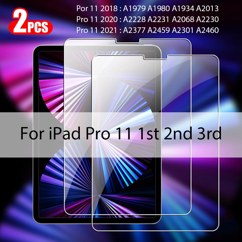2Pcs Tempered Glass Screen Protector For Ipad Pro 13 11 12.9 M4 Air 5 4 3 2 Mini 6 9 9th 10 10th Generation 10.2 9.7 Accessories