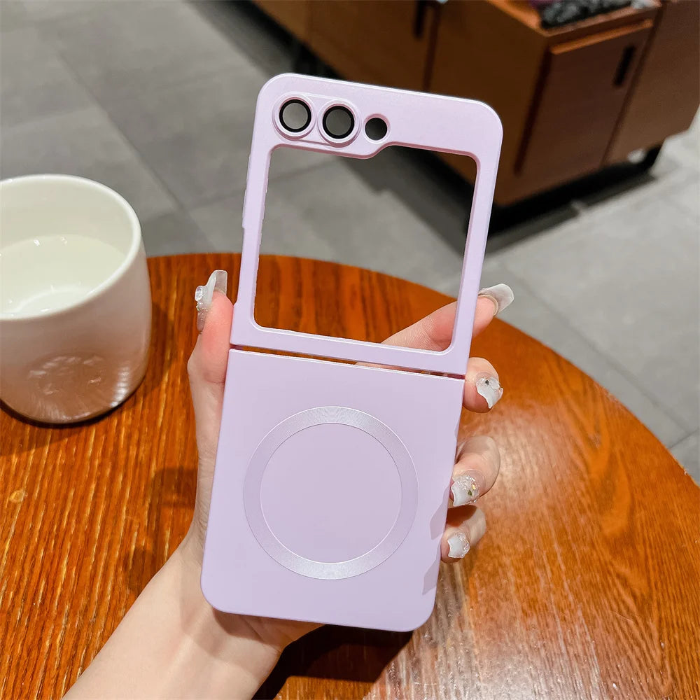 for Samsung ZFlip 4 Luxury for Magsafe Matte Case for Samsung Galaxy Z Flip 6 4 3 5 Flip4 Wireless Charger Soft Silicone Cover