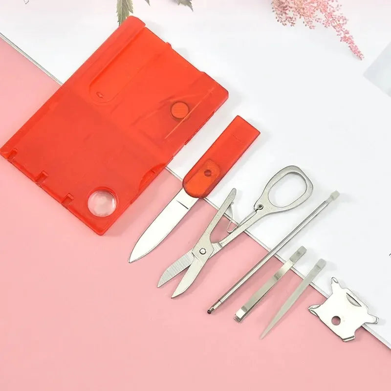 Outdoor Camping Multifunctional Swiss Army Knife Card Combination Multi-purpose Survival Tool Beauty Suit with Lamp Tool Card.
