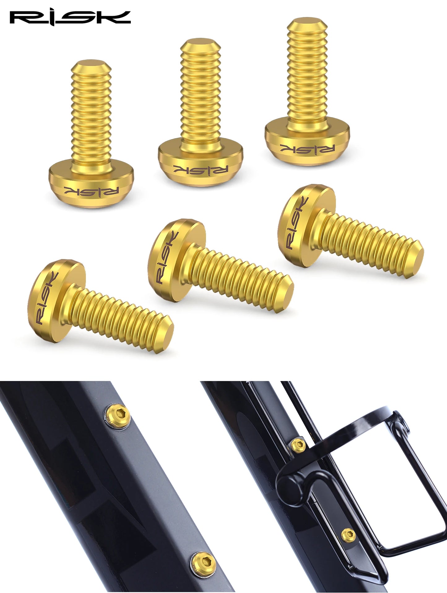 Risk M5x12mm Bike Water Bottle Cage Fixing Bolts Titanium Alloy MTB Road Bicycle Bottle Holder Screws Air Pump Fixed Bolts