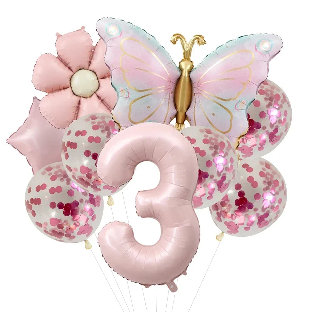 Butterfly Balloons 5th Birthday Decor for Girls Pink Butterfly Foil Balloons for Butterfly Themed Party Wedding Birthday Decors