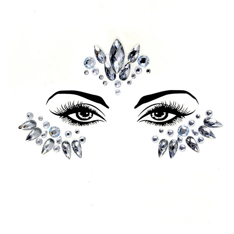 3D Rhinestone Bright Face stickers for festival Glitter Makeup Jewelry Sticker on Face crystals Gems jewels diamonds decoration