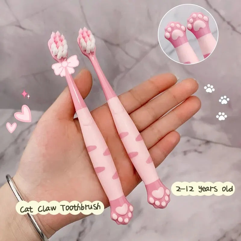 Cartoon Cute Cat Claw Shaped CHILDREN'S Soft Bristled Toothbrush Suitable for Cleaning the Oral Cavity for Ages 2-12