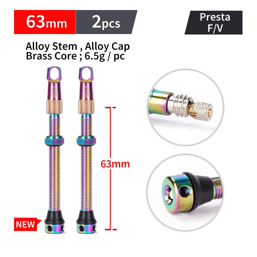 MANA 1Pair Bicycle Presta Valve 40/53/63/78/100mm 7075 Aluminum Alloy For Tubeless Road/MTB/Gravel Bike-ELITEWHEELS Valve