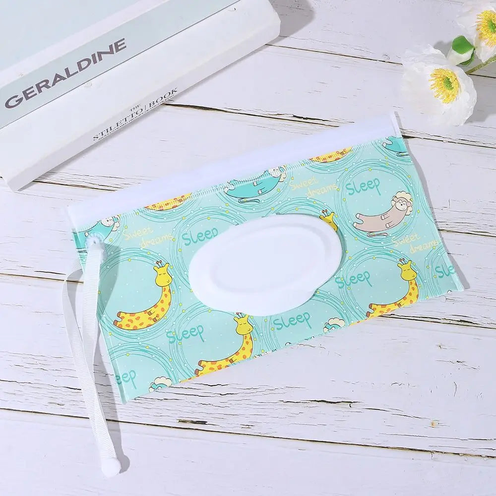 EVA Baby Wet Wipe Pouch Wipes Holder Case Flip Cover Snap-Strap Reusable Refillable Wet Wipe Bag Outdoor Useful Tissue Box
