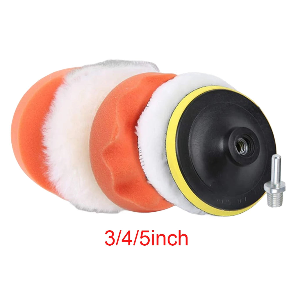 3/4/5 Inch Car Polisher Pads Kit Wool Buffing Waxing Clean Polish Reusable Buffer Drill Wheel Polisher for Auto Remove Scratches
