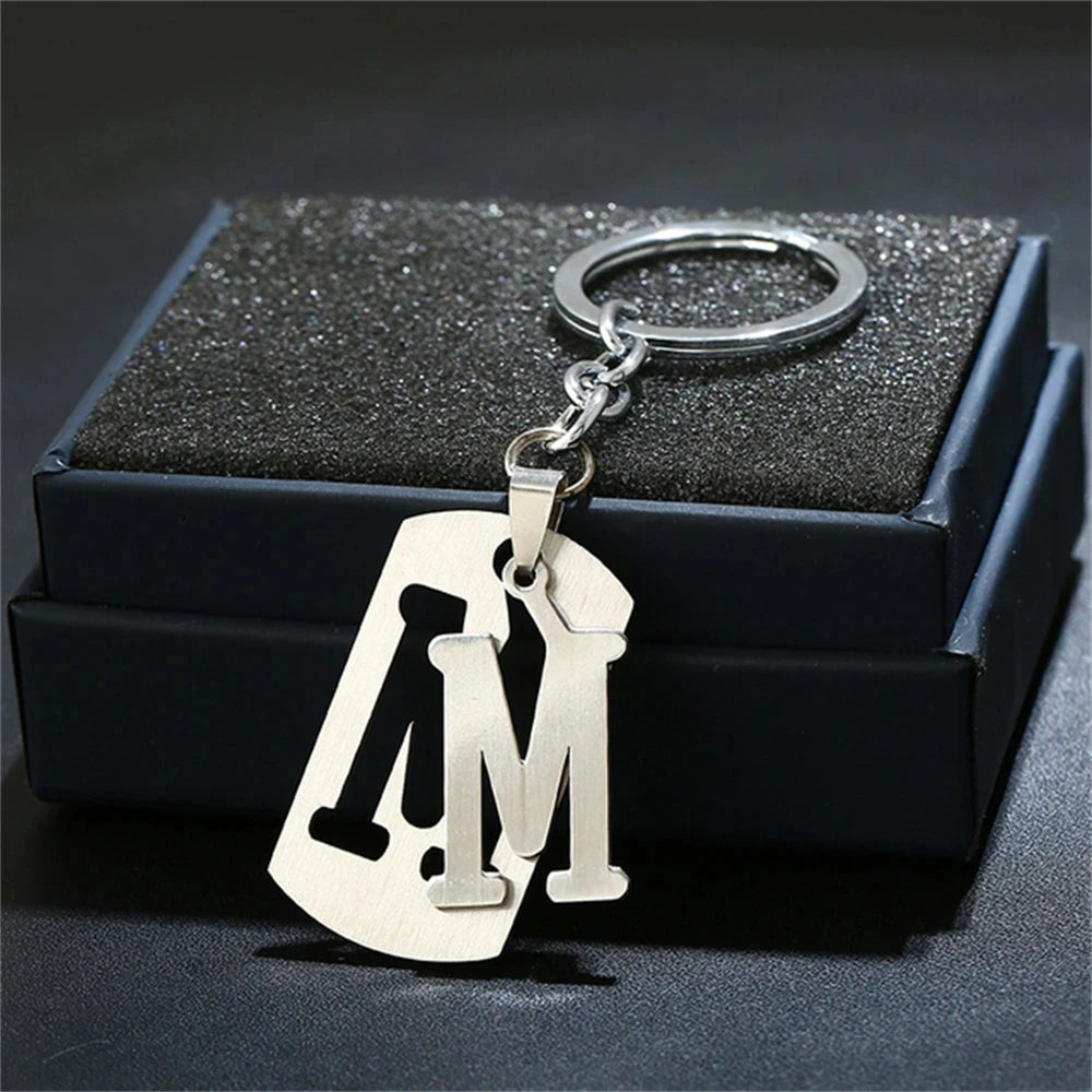 NEW DIY Stainless Steel A-Z Letters key Chain Charm 26 Letters KeyChain Men Women keychain Couple gift Jewelry Car Key Ring