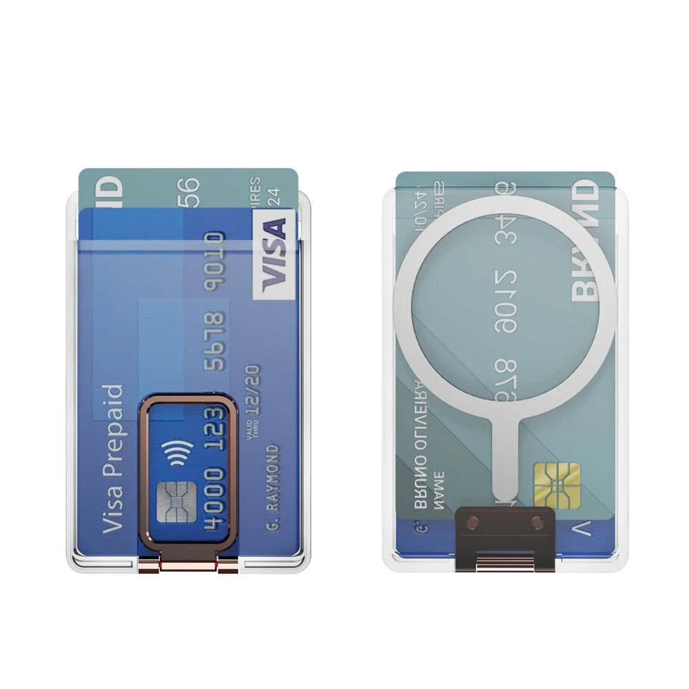 Strong Magnetic Magsafe Transparent Wallet For iPhone 15 16 Pro Max 14 13 12 Card Bag Cover For Samsung S24 S23 or Xiaomi 14 13