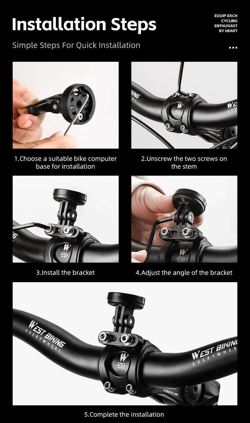 WEST BIKING Bike Bracket Front Light Lamp Holder Aluminum Alloy Extension Holder for Bicycle Computer Wahoo Bryton Garmin Bracke