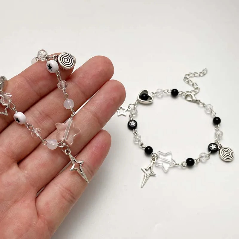 Fashion Couple Beads Bracelets Love Heart Star Handmade Y2K Charm Anime Beaded Kawaii Friendship Couple Bracelet Jewelry