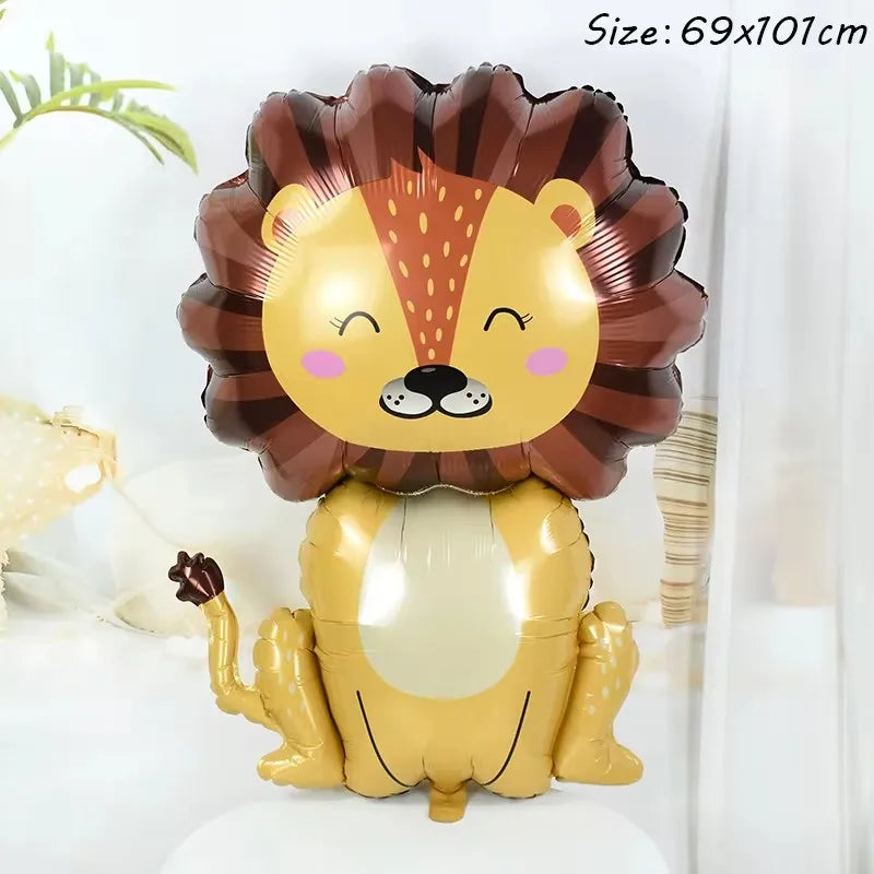 Cartoon Animal Theme Foil Balloon Jungle Safari Forest Lion Zebra Elephant Giraffe Baloon Kids Birthday Decoration Supplies