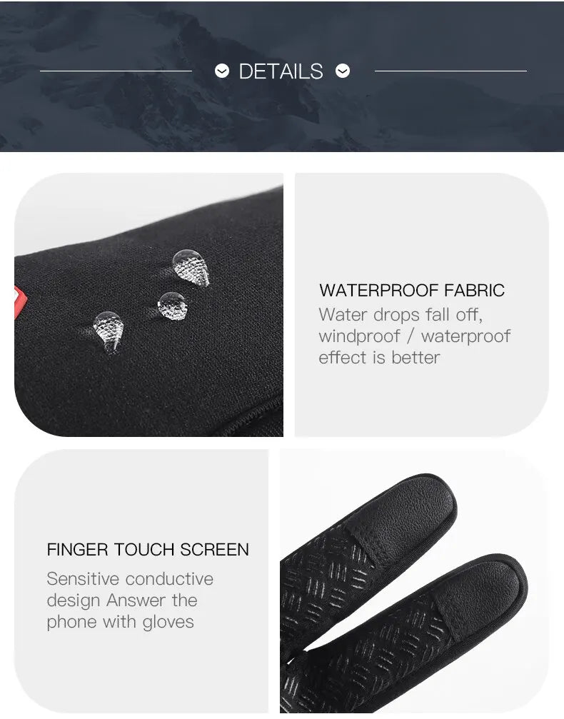 Autumn Winter Warm Cycling Gloves Thermal Outdoor Sport Running Bicycle Ski Gloves for Camping Hiking Motorcycle Gloves Men