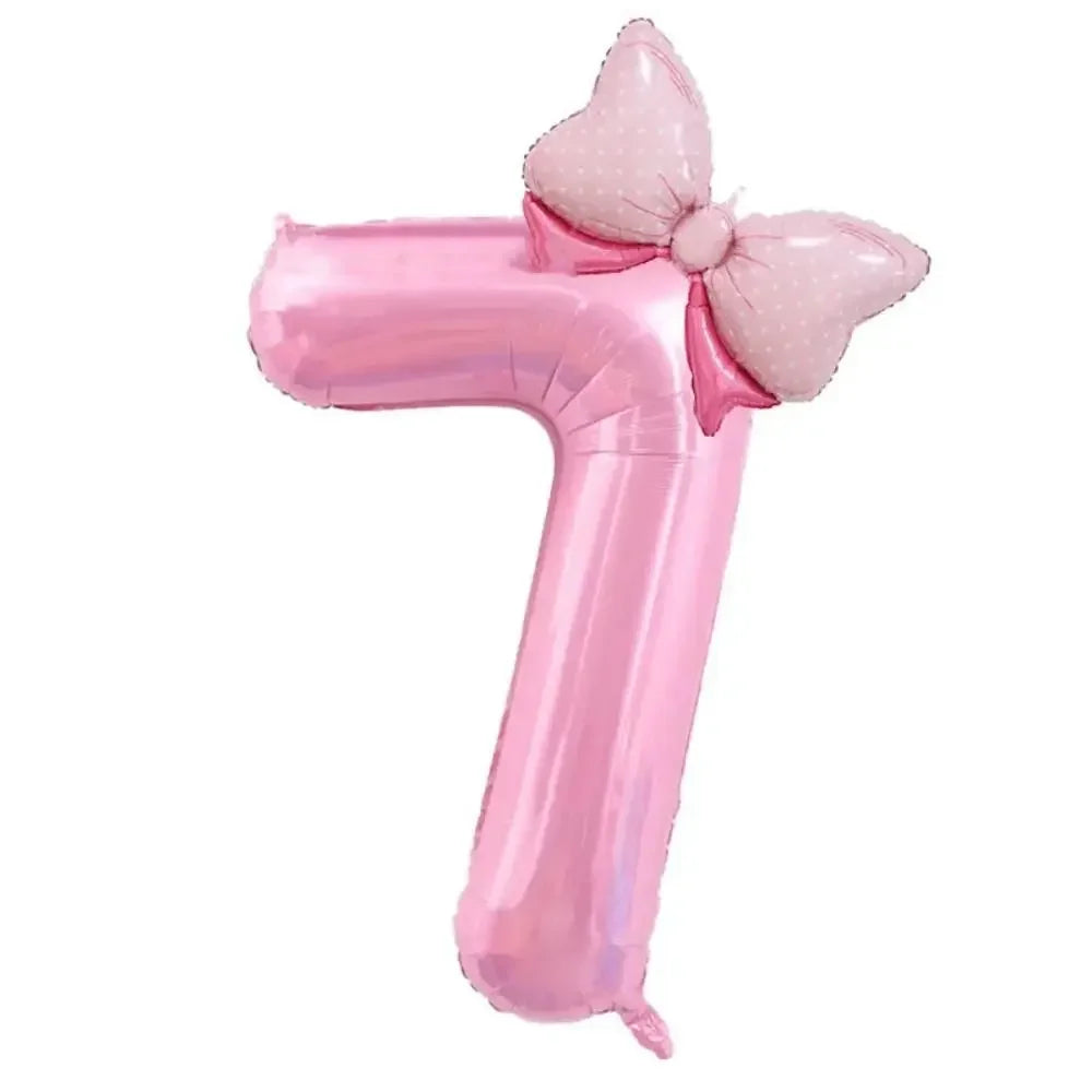 40 Inch Birthday Number Ballons New Girls Princess Birthday Pink Bownot Balloons Wedding Party Ballons Jumbo Number Balloon