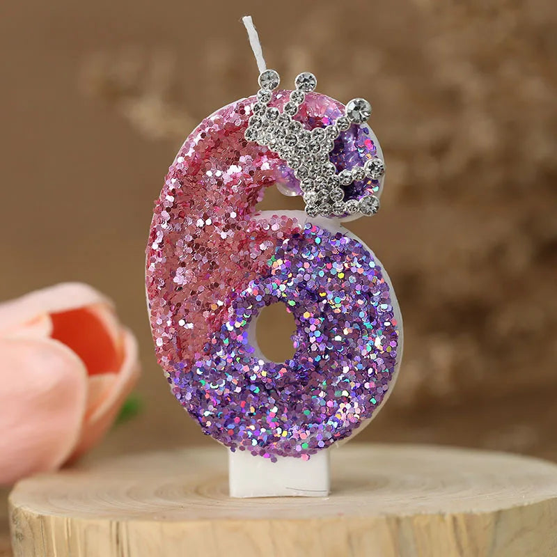 2nd Birthday Candle Cake Topper Colour Changing Creative Number 2 Candle Princess Crown Girl 1st Happy Birthday Party Decoration