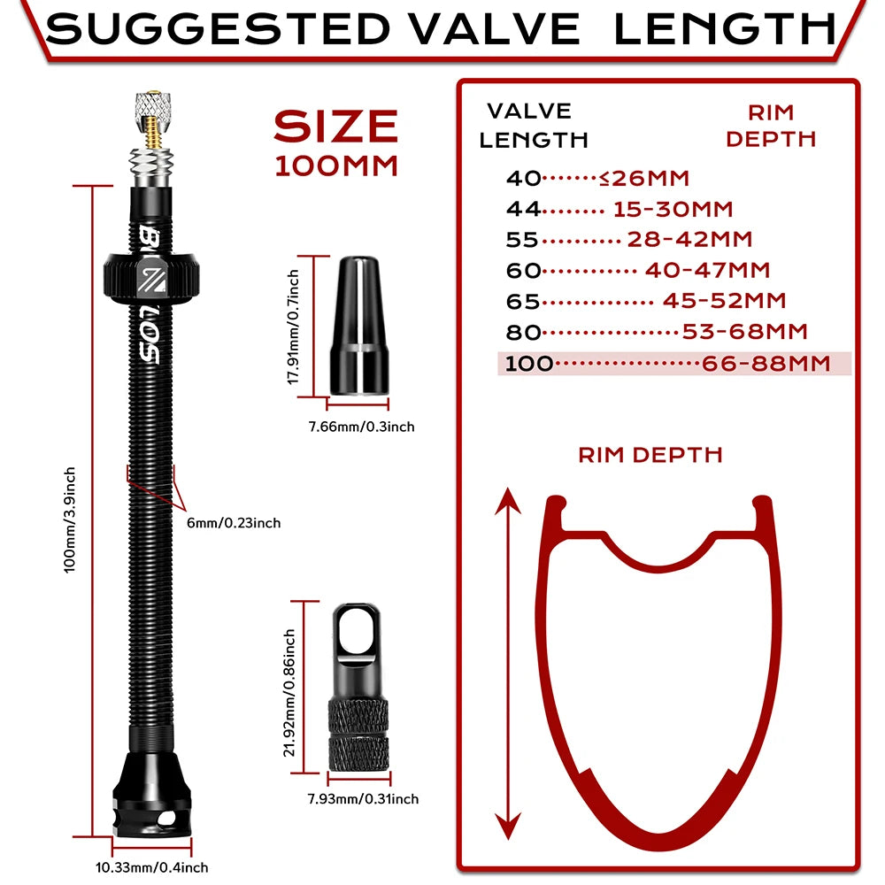 BUCKLOS Bike Tubeless Valve 40MM 44MM 55MM 60MM Road Mountain Bicycle Presta Valves High Quality Tire Nipple MTB Accessories