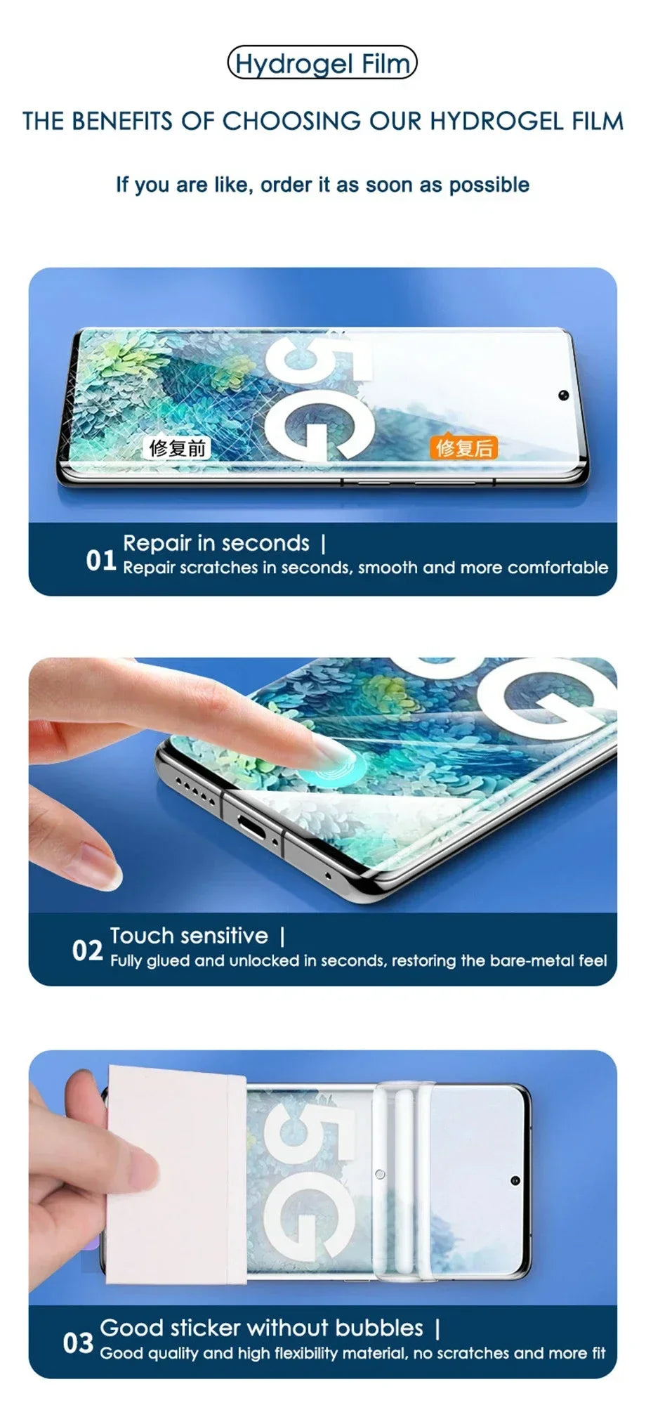 5 Pcs Full Cover Hydrogel Film For Samsung S25 S24 S23 Ultra Plus S24 FE Galaxy A56 A55 A35 A36 A16 A15 Screen Protector