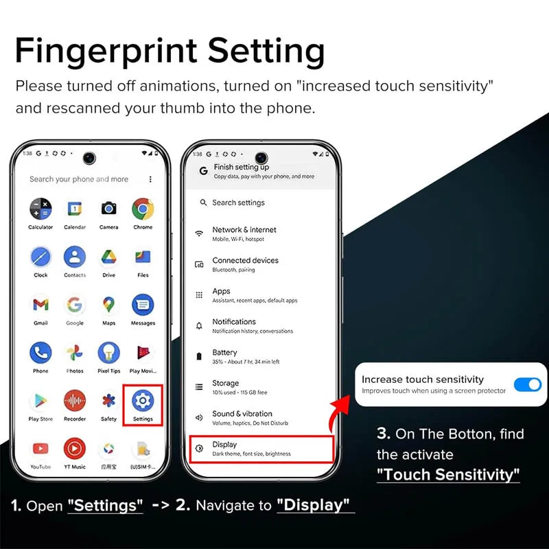 Fingerprint unlock Glass for Pixel 9 Pro 8A 9A 7 6A 7A 8 Pro Screen Protector Pixel 9 Pro XL Tempered Glass for Google Pixel 9
