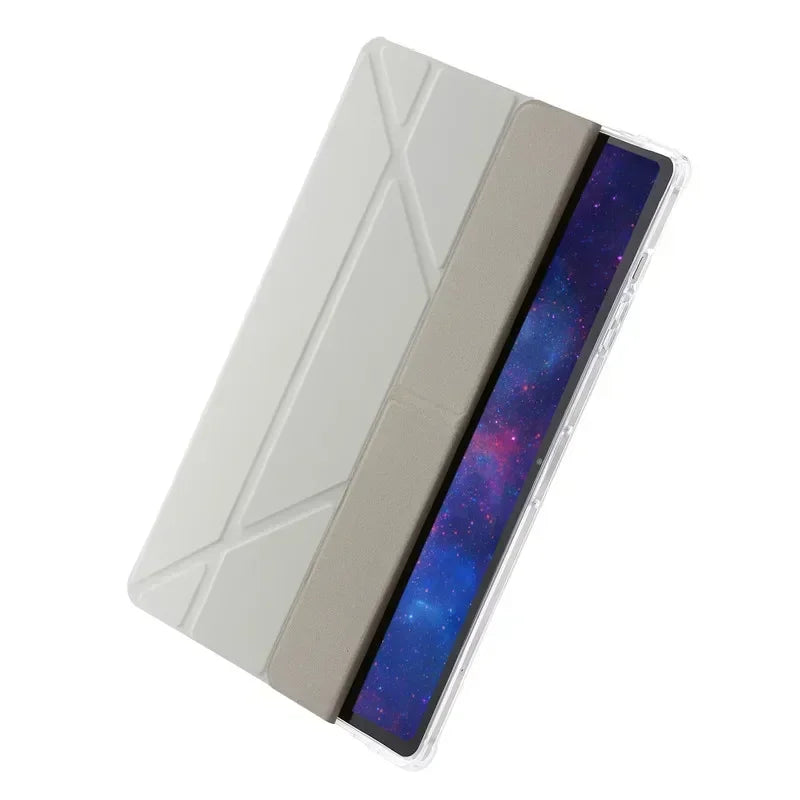For Samsung Tab S9 Plus Case 12.4" Acrylic Clear Hard Back Stand Smart Cover For Galaxy Tab S9 FE S10 Plus Case With Pen Holder