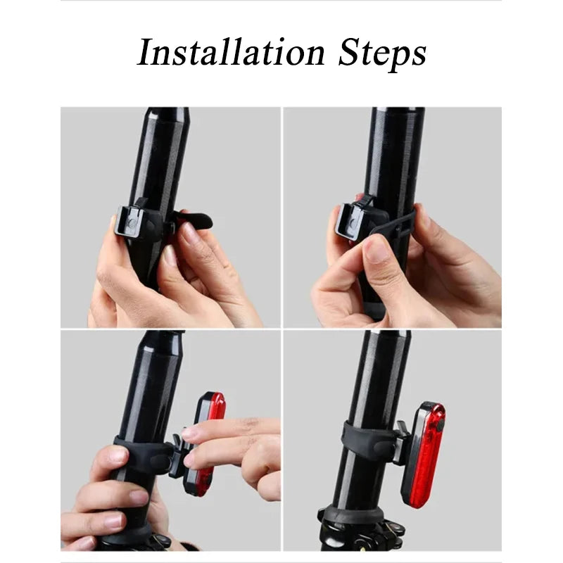 2PCS Bike Taillights USB Rechargeable Rear Lamp Ultra Bright Tail Light 220mAh LED Waterproof Riding Warning Red Bicycle Light