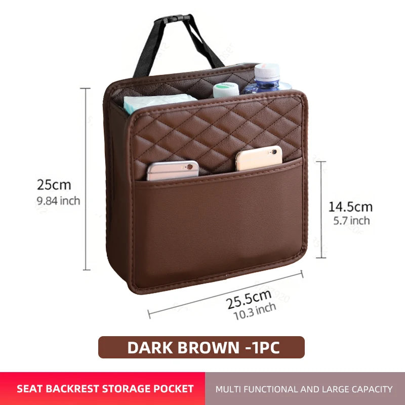 Multifunctional car seat storage bag Leather storage bag Garbage bag Storage bag Suitable for most car models