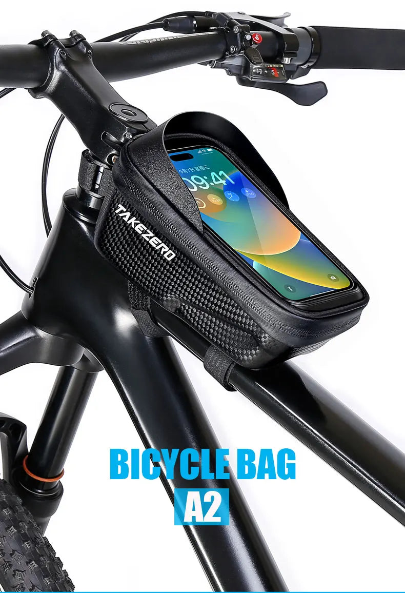 TAKEZERO A2 Mountain Bicycle Bag - Hard Shell EVA Front Bar Bag for Road Bikes, Mobile Phone Handlebar Bag - Cycling Equipment