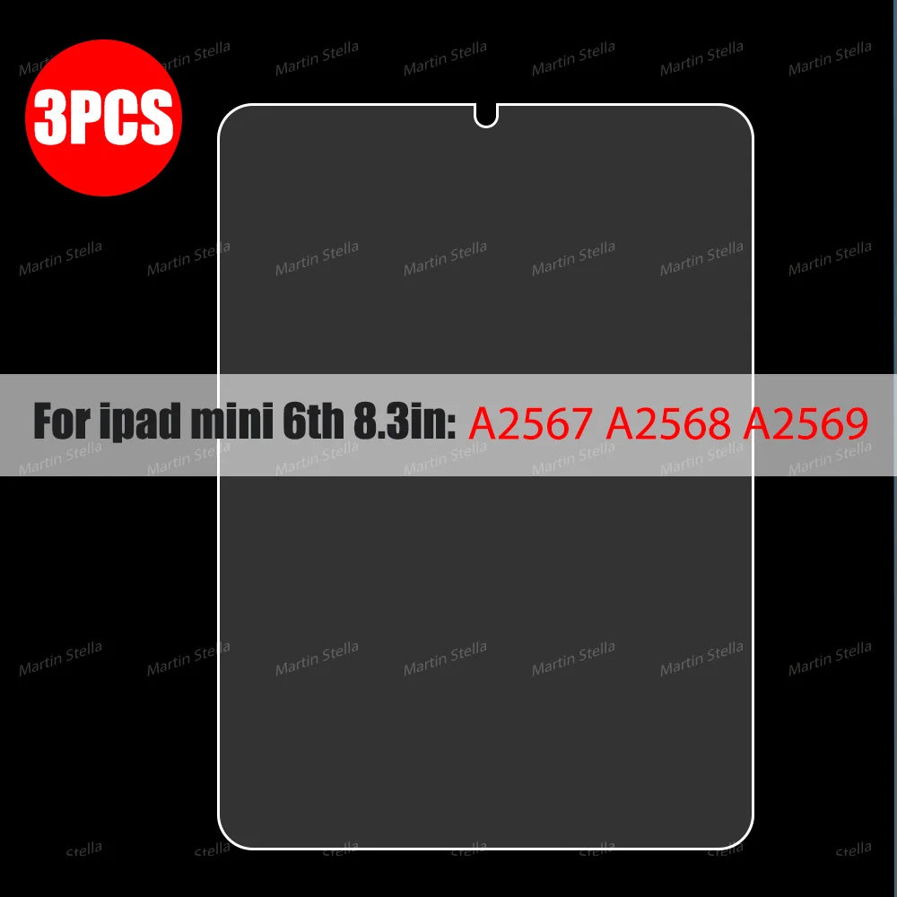 9H 3pcs Tempered Glass Screen Protector For iPad Pro 11 10th 9th Generation 8th 7 6 5 4 3 2 iPad Air 5 4 Mini 6 Pro 10.5 9.7