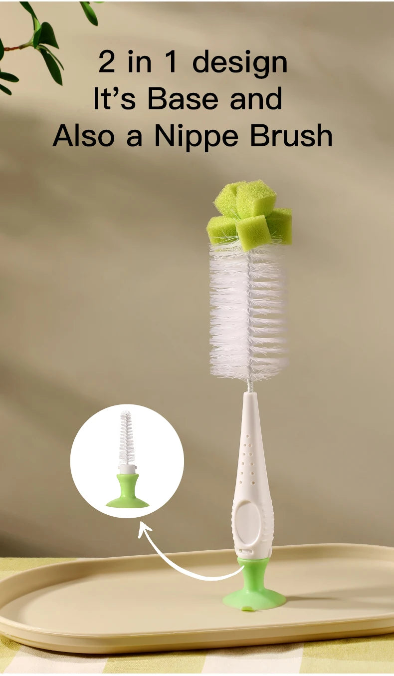 SAIDAH Simple Nylon Sponge Suction Feeding Bottle Nipple Pacifier Brush Set Water Sippy Vacuum Cup Cleaning(2 in 1)