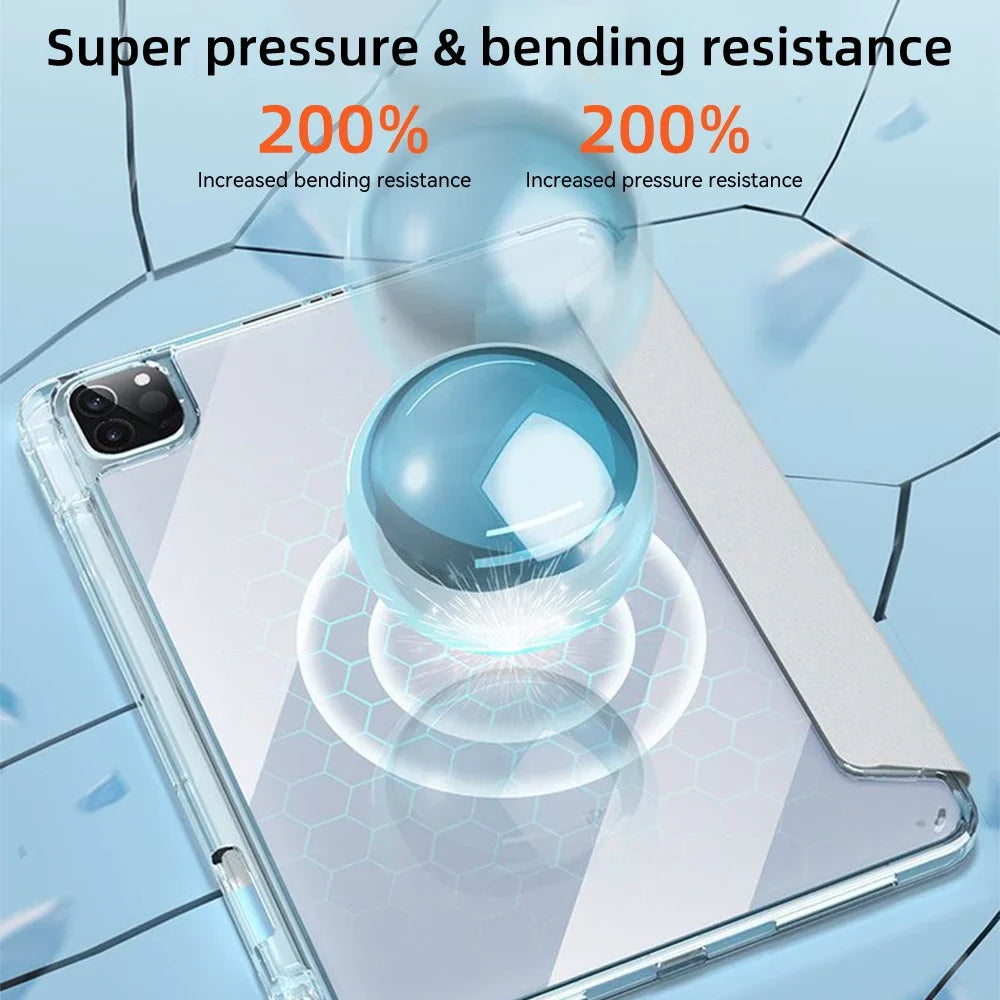 For iPad Case 2024 iPad Pro 13/11 M4 Air 11/13 M2 for 10th Gen Pro 12.9/11 Air 4/5th mini 6 Cover Y-bracket Acrylic Transparent