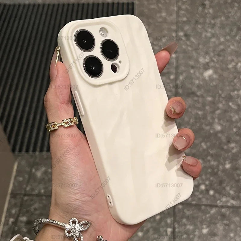 Fashion Silicone Fold Wrinkle Phone Case for iPhone 14 13 12 11 15 Pro Max Soft Cases Shockproof Bumper Cover Phone Accessories