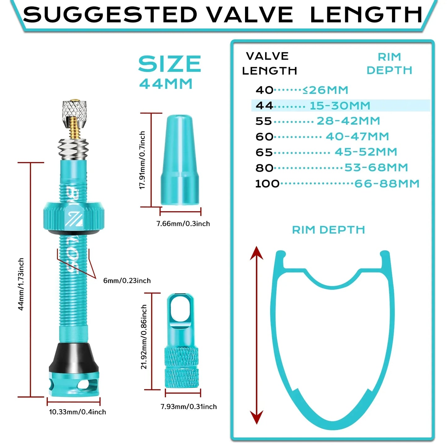 BUCKLOS Bike Tubeless Valve 40MM 44MM 55MM 60MM Road Mountain Bicycle Presta Valves High Quality Tire Nipple MTB Accessories
