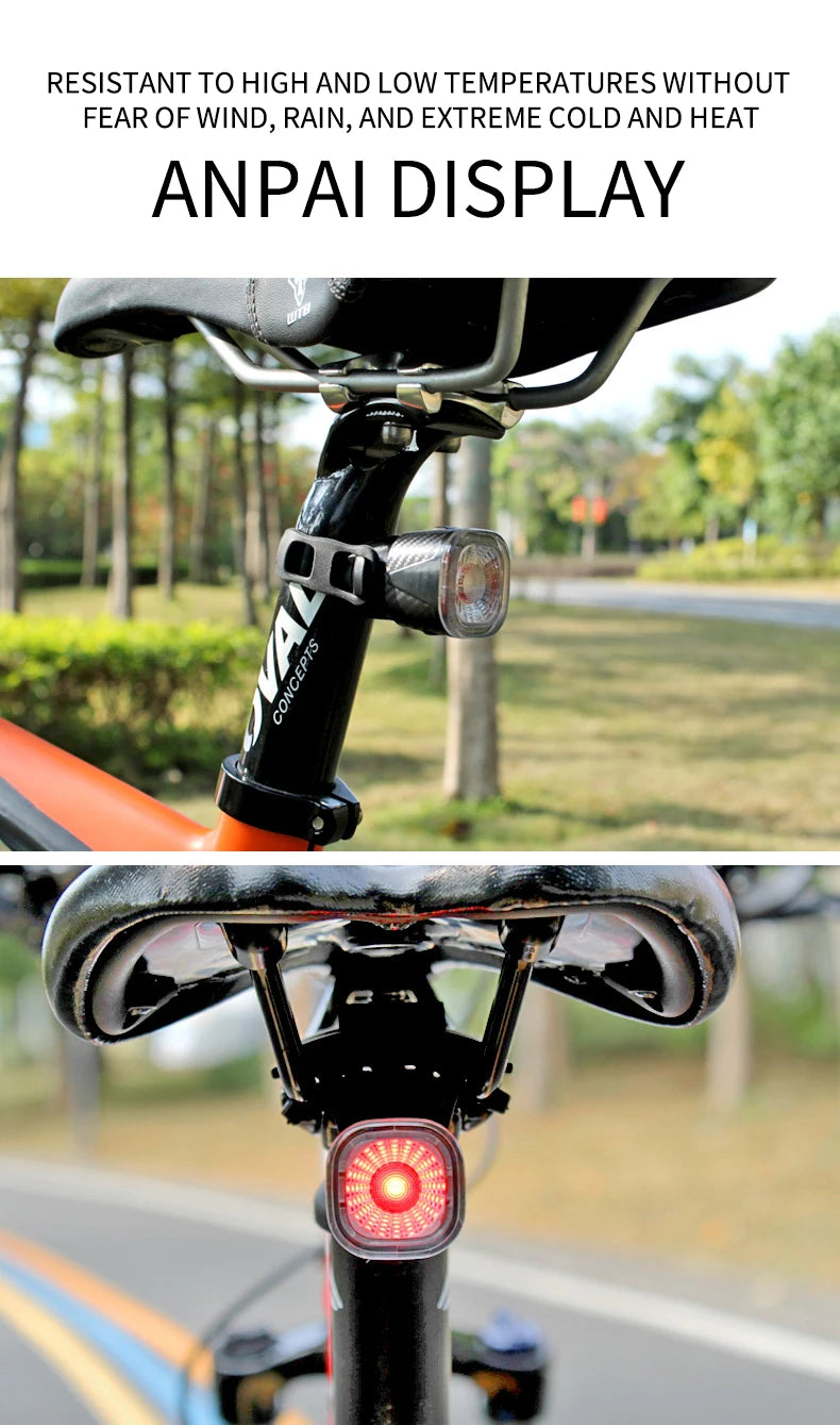 OFFBONDAGE Smart Bicycle Brake Light IPx6 Taillight Type-C Bike Tail Rear Light Auto Stop LED Riding Warning Cycling Light