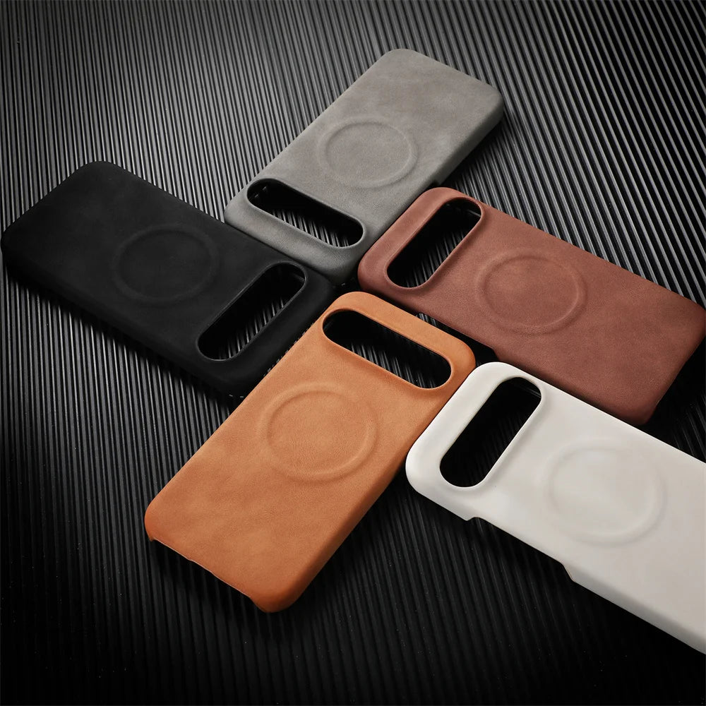 Luxury Sheepskin Leather Magnetic Phone Case For Google Pixel 9 8 7 Pro XL 8A 7A Shockproof Business Matte Hard Solid Back Cover