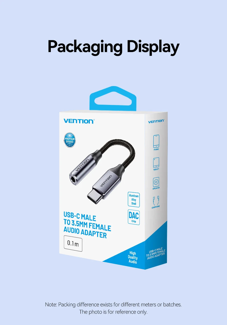 Vention New DAC USB Type C to 3.5mm Jack Headphone Adapter Aux Audio All Earphone HiFi Splitter Cable for iPhone 16 15 Samsung