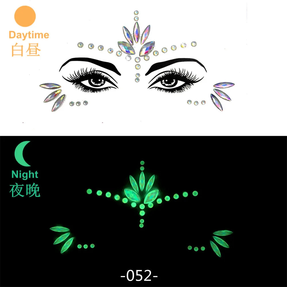 3D Rhinestone Bright Face stickers for festival Glitter Makeup Jewelry Sticker on Face crystals Gems jewels diamonds decoration